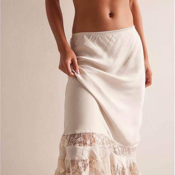 Free People Long Lost Lover Half Slip Elegant Cream midi skirt NEW - Picture 7 of 9